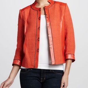 Bagatelle Tweed-Textured Leather Jacket Orange Med